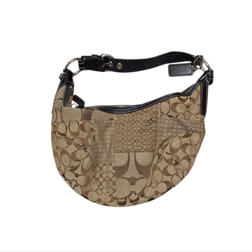 Coach Soho Patchwork Signature Canvas Shoulder Bag F12315 Purse Gold Brown Y2K